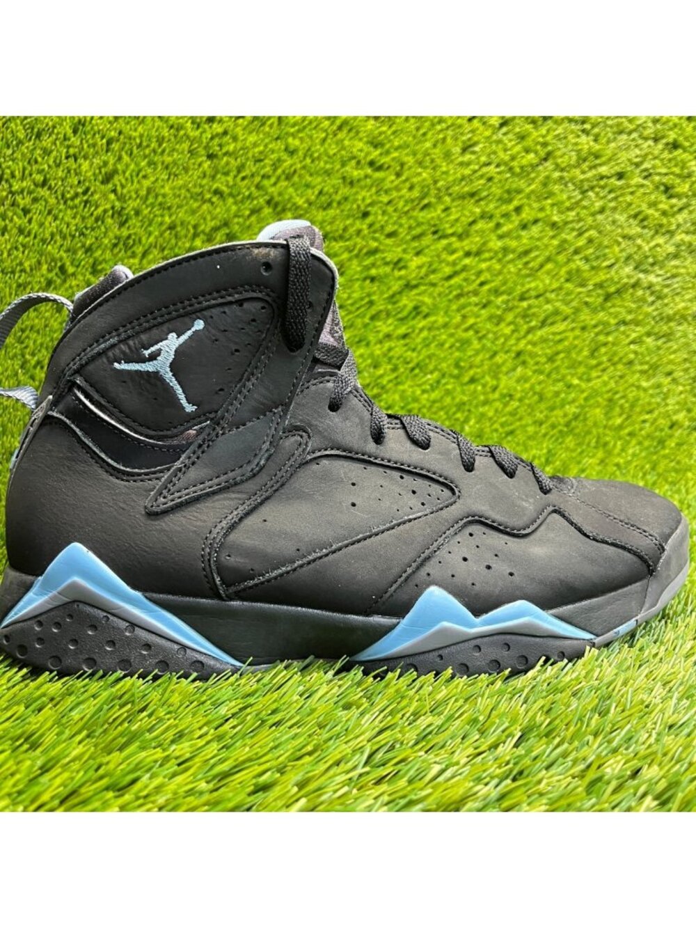 Nike Air Jordan 7 Retro Mens Size 10 Black Blue Basketball Shoes Sneakers